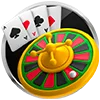 Slot de casino con ilustración compacta y colores intensos.